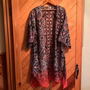 Sheer floral kimono